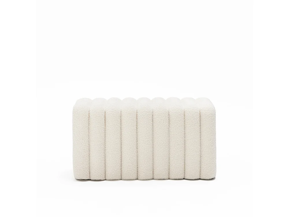 Leto - Banc rembourré en tissu bouclette L79cm - Blanc