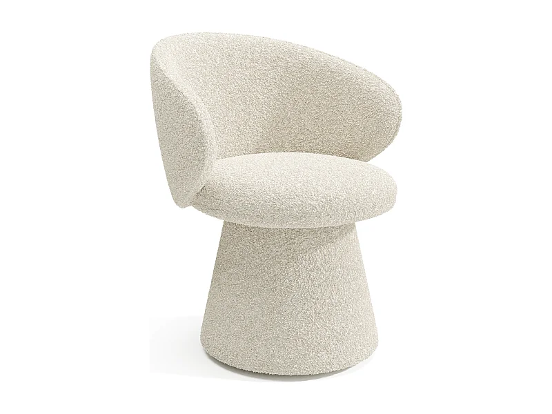 Fauteuil de salon rotatif 180° bouclette crème FLARE