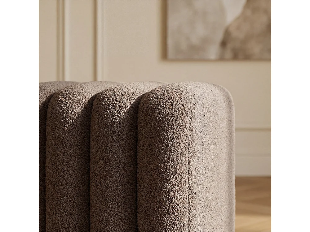 Leto - Banc rembourré en tissu bouclette L79cm - Taupe