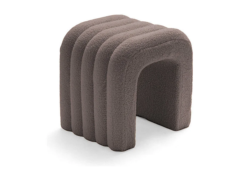 Mui - Lot de 2 tabourets rembourrés en tissu bouclette - Taupe