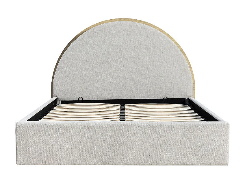 Brie - Lit coffre en tissu avec rangements intégrés 140x190cm - Beige