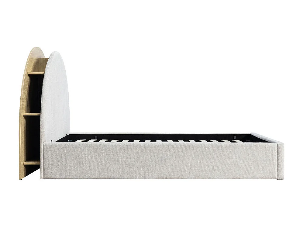 Brie - Lit coffre en tissu avec rangements intégrés 140x190cm - Beige