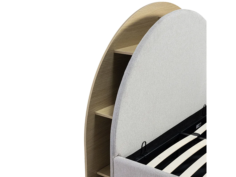 Brie - Lit coffre en tissu avec rangements intégrés 140x190cm - Beige