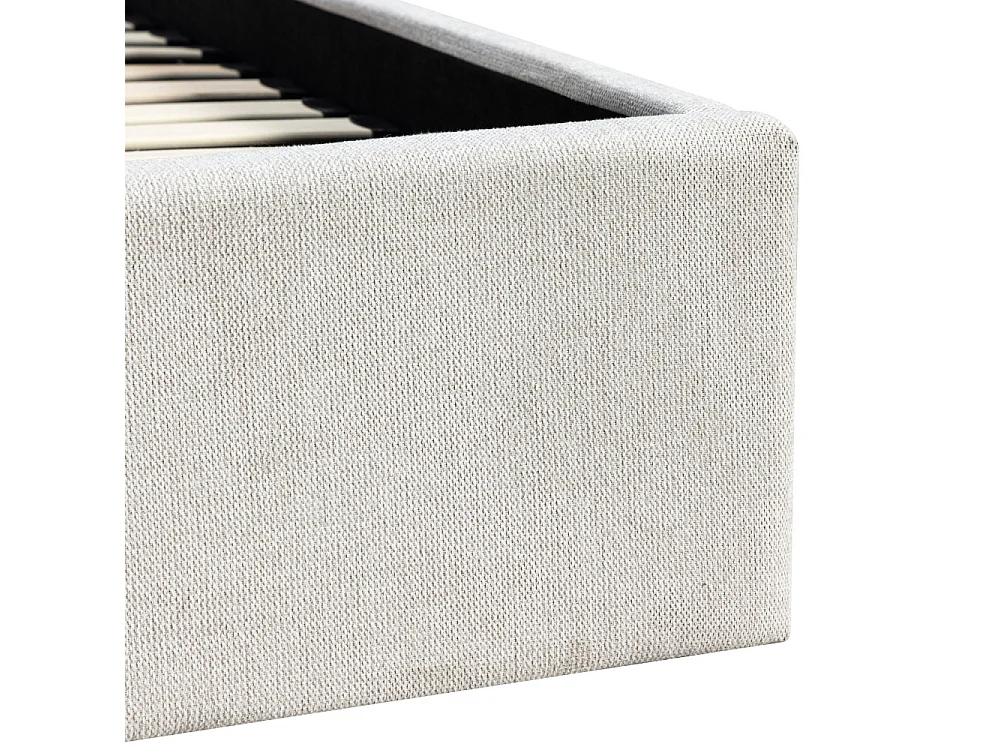 Brie - Lit coffre en tissu avec rangements intégrés 140x190cm - Beige
