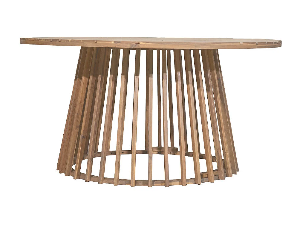 Boro - Table à manger de jardin 6 personnes ronde en bois d'acacia ø 150 cm - Bois clair