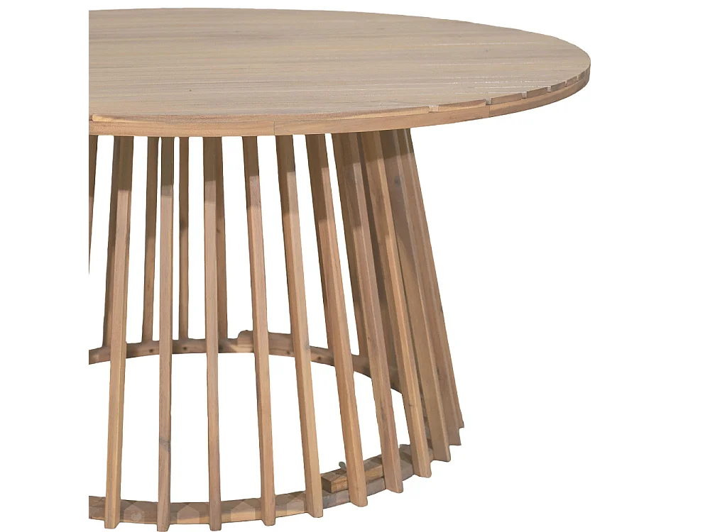 Boro - Table à manger de jardin 6 personnes ronde en bois d'acacia ø 150 cm - Bois clair