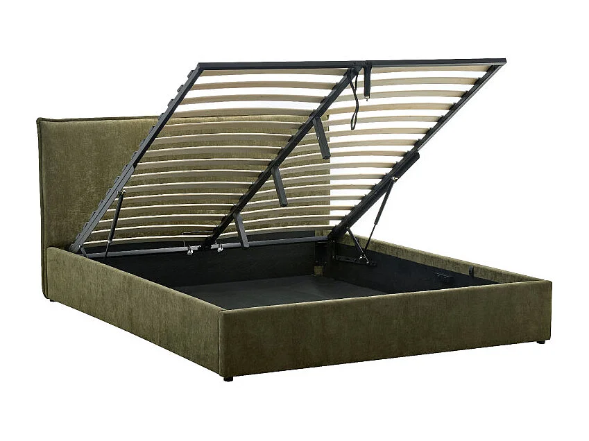 Cama -  Lit coffre en tissu 140x190cm - Vert