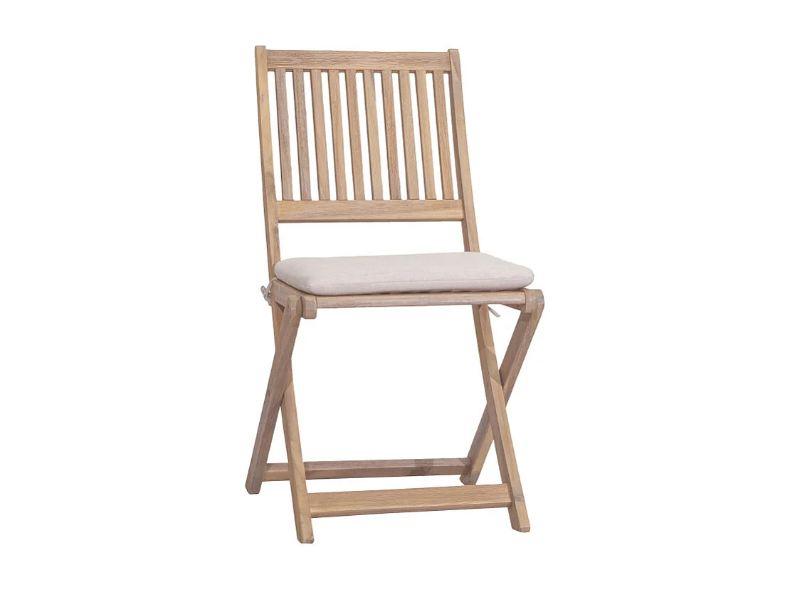 Lina - Lot de 2 chaises pliantes de jardin en bois - Bois clair