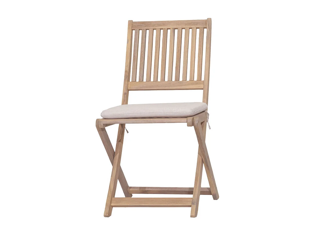 Lina - Lot de 2 chaises pliantes de jardin en bois - Bois clair