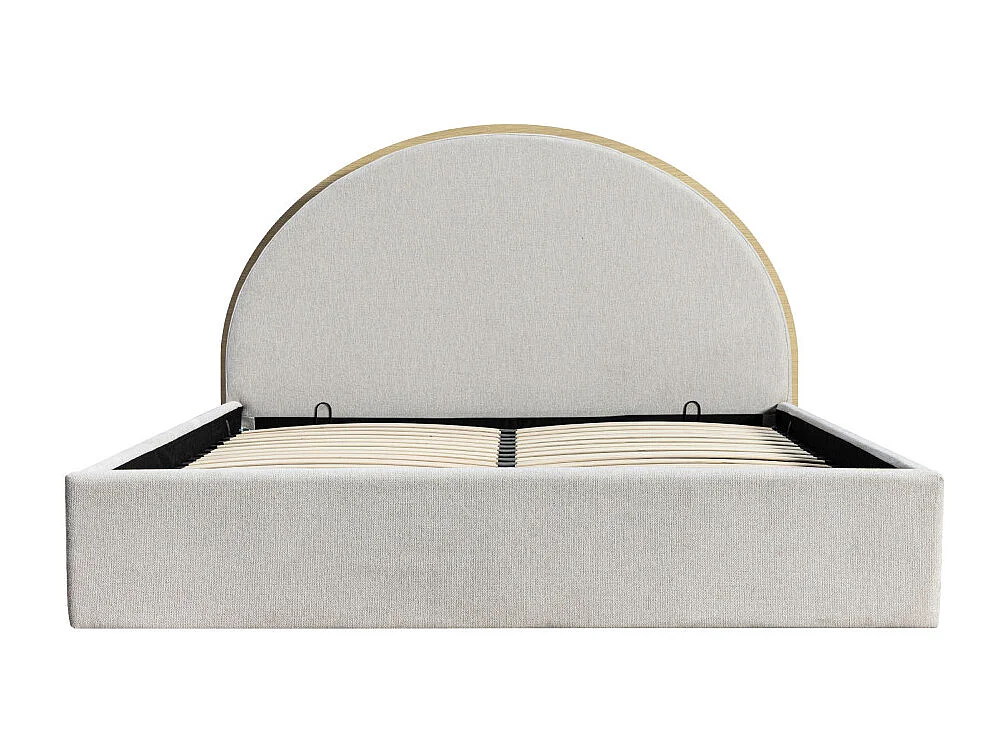 Brie - Lit coffre en tissu avec rangements intégrés 160x200cm - Beige
