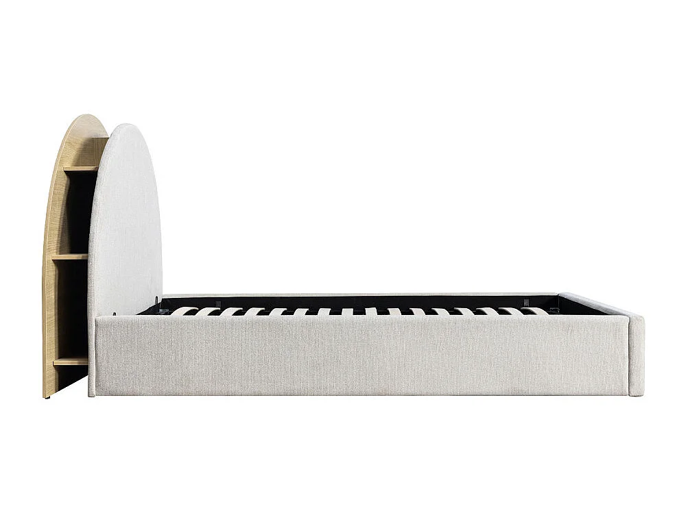 Brie - Lit coffre en tissu avec rangements intégrés 160x200cm - Beige