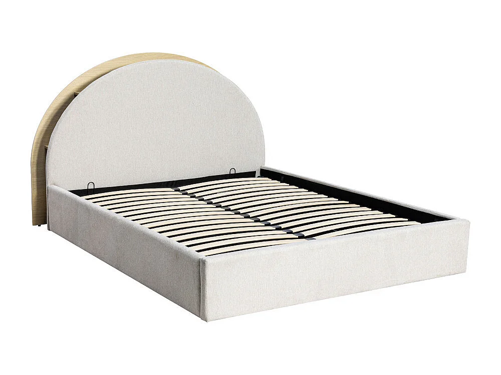 Brie - Lit coffre en tissu avec rangements intégrés 160x200cm - Beige