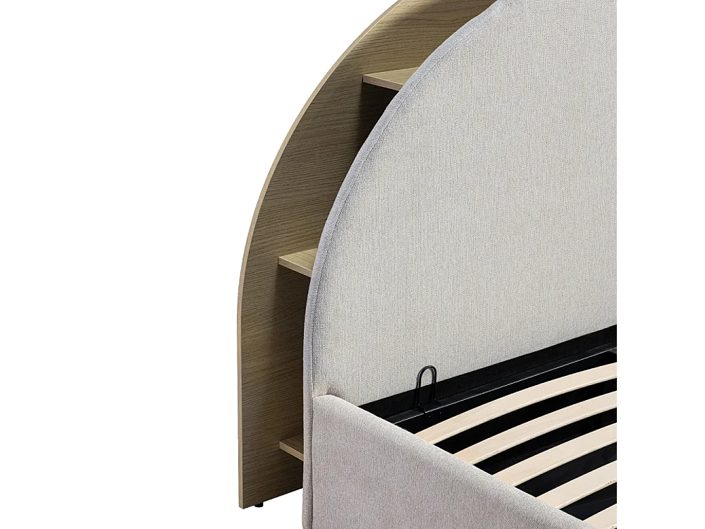 Brie - Lit coffre en tissu avec rangements intégrés 160x200cm - Beige