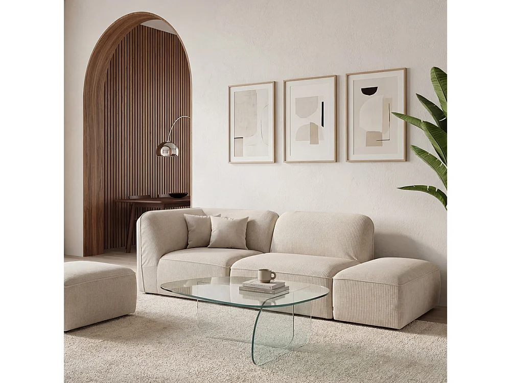 Tila - Table basse organique en verre L100cm - Transparent