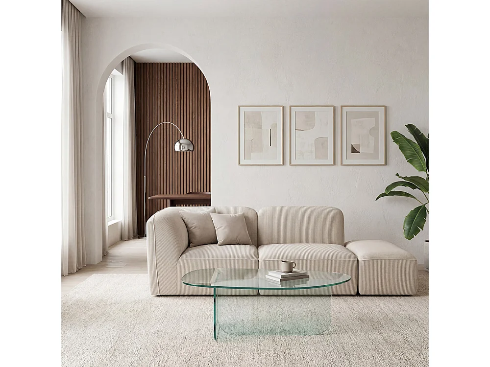 Tila - Table basse organique en verre L100cm - Transparent