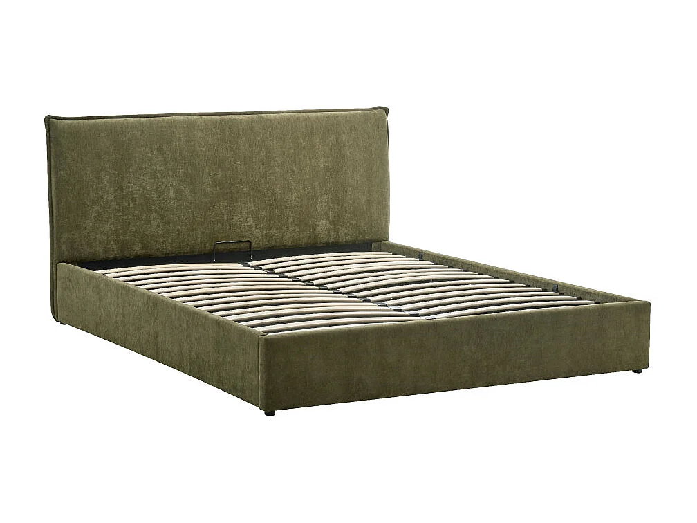 Cama -  Lit coffre en tissu 160x200cm - Vert