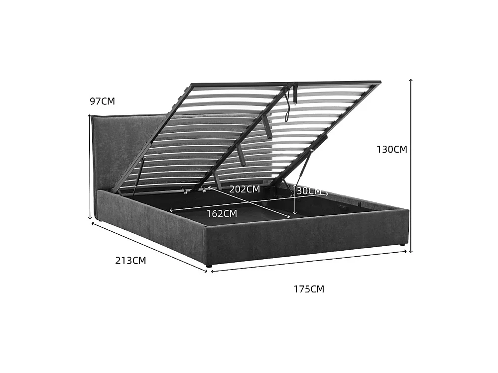 Cama -  Lit coffre en tissu 160x200cm - Vert