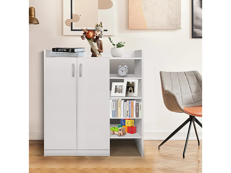 Biały regał Szafka z bocznymi półkami Biała