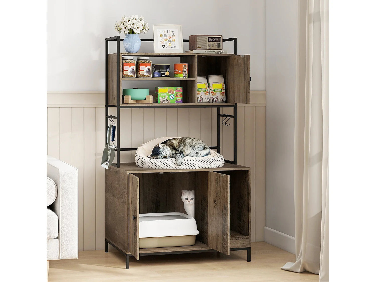 Regał z zamykaną szafką na kuwetę dla kota Szafka do salonu