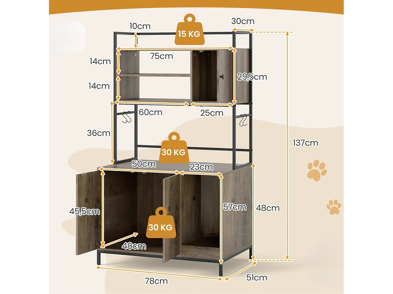 Regał z zamykaną szafką na kuwetę dla kota Szafka do salonu