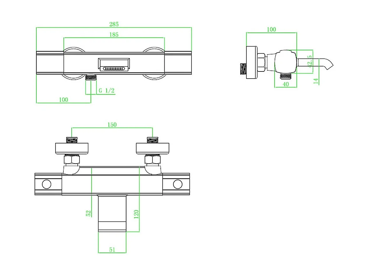Carra termostatyczna bateria wannowo-prysznicowa czarna - Essebagno