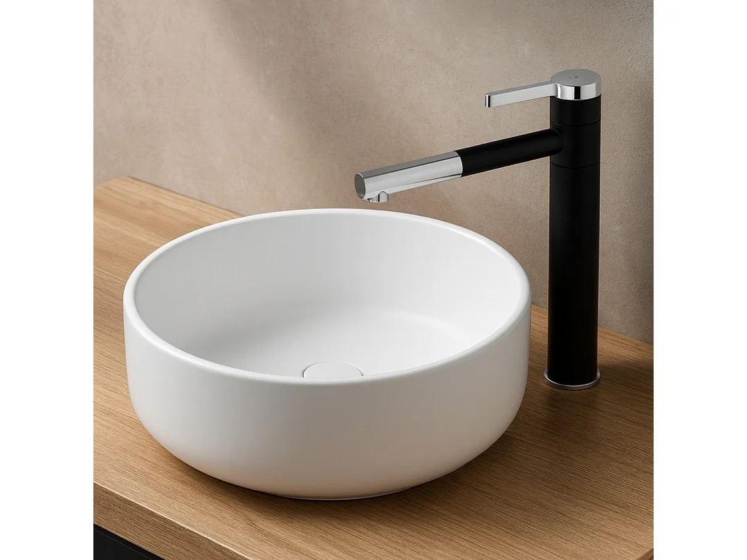 Ultrate mitigeur lavabo haut noir et chromé - Essebagno