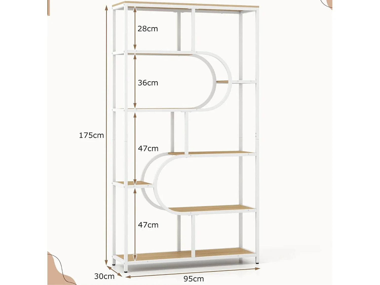 5-poziomowy regał z otwartymi półkami Regał na książki