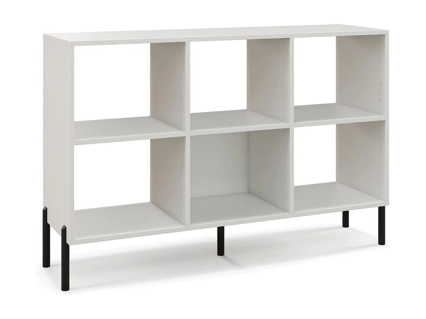 Bücherregal mit 6 Fächern Standregal mit erhöhten Metallbeinen und verstellbaren Regalen 120 x 35 x 79,5 cm Weiß