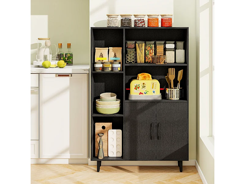 Wolnostojący regał z zamykaną szafką Czarny regał na książki