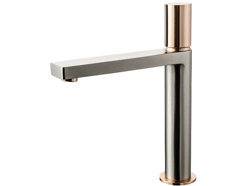 Exil mitigeur lavabo haut façon inox et or rose - Essebagno