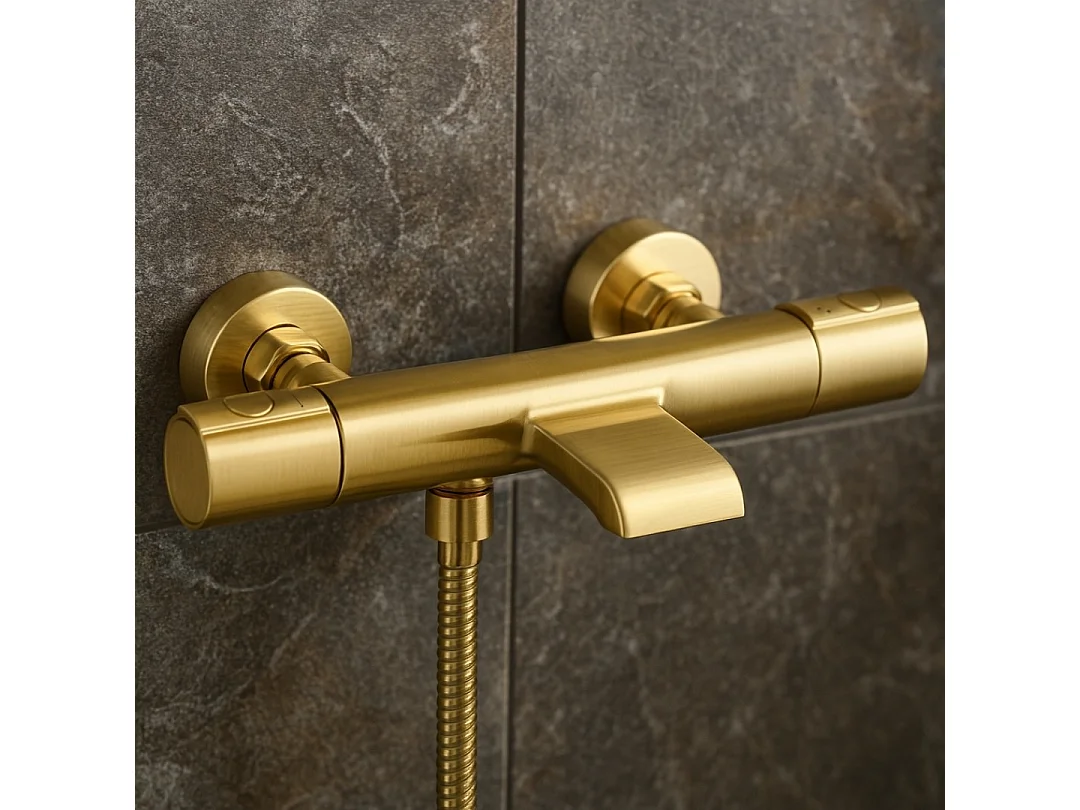 Carra miscelatore termostatico bagno-doccia oro spazzolato Essebagno