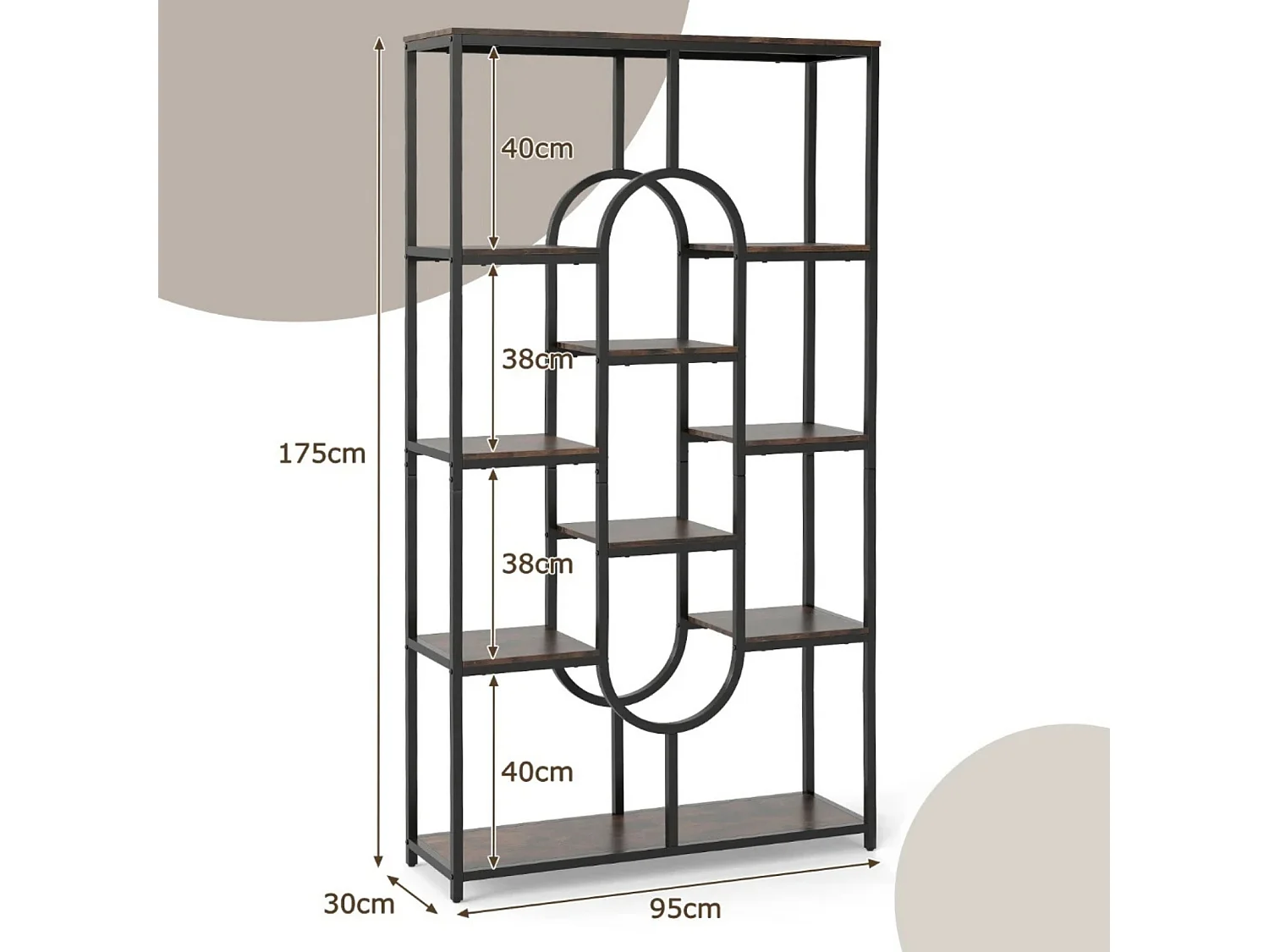 Geometryczny regał Regał na książki 30 x 95 x 175 cm