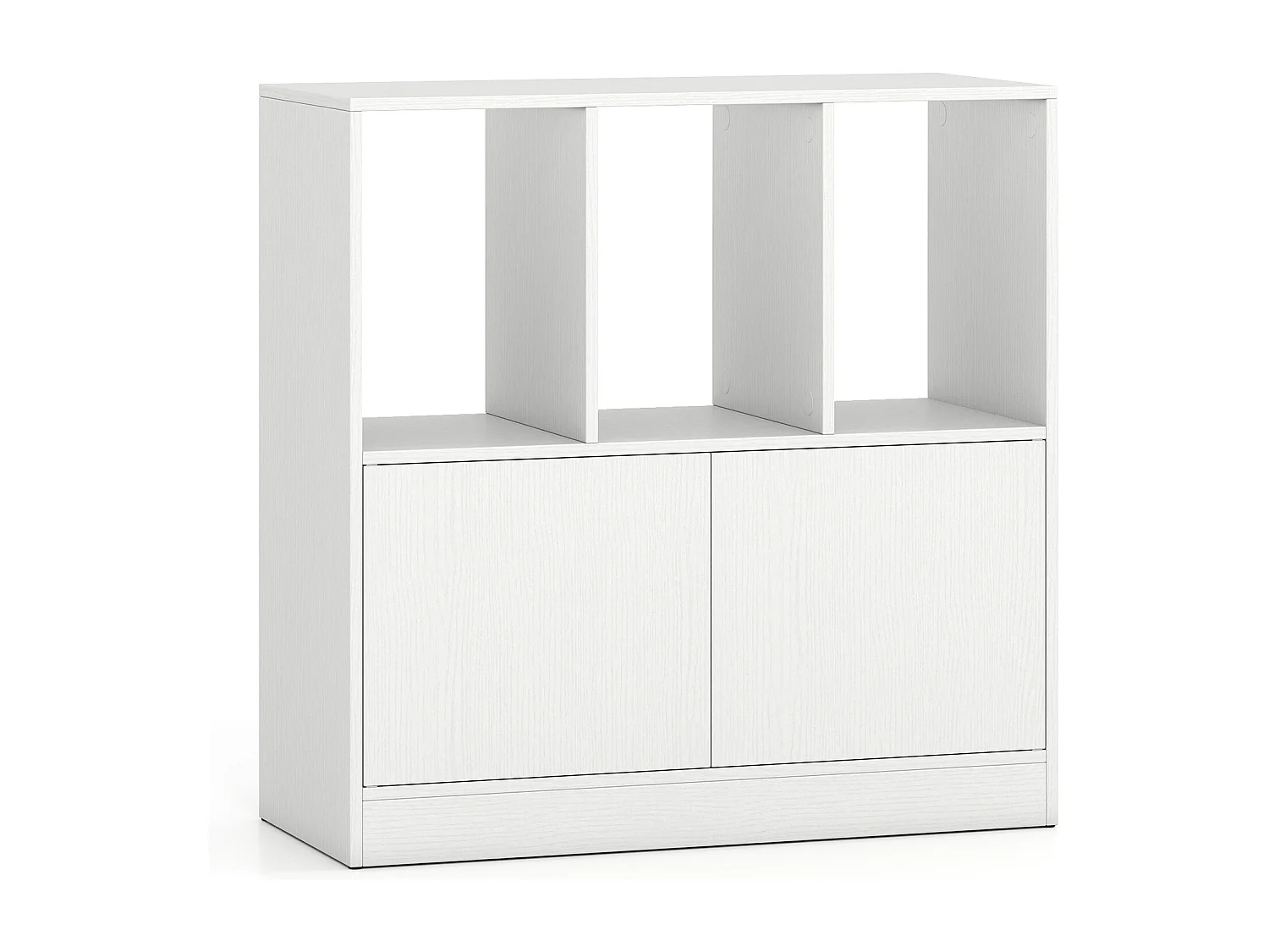 3-stöckiges Bücherregal mit 2 Türen Würfelregal mit Offenen Fächern & Bücherschrank Weiß