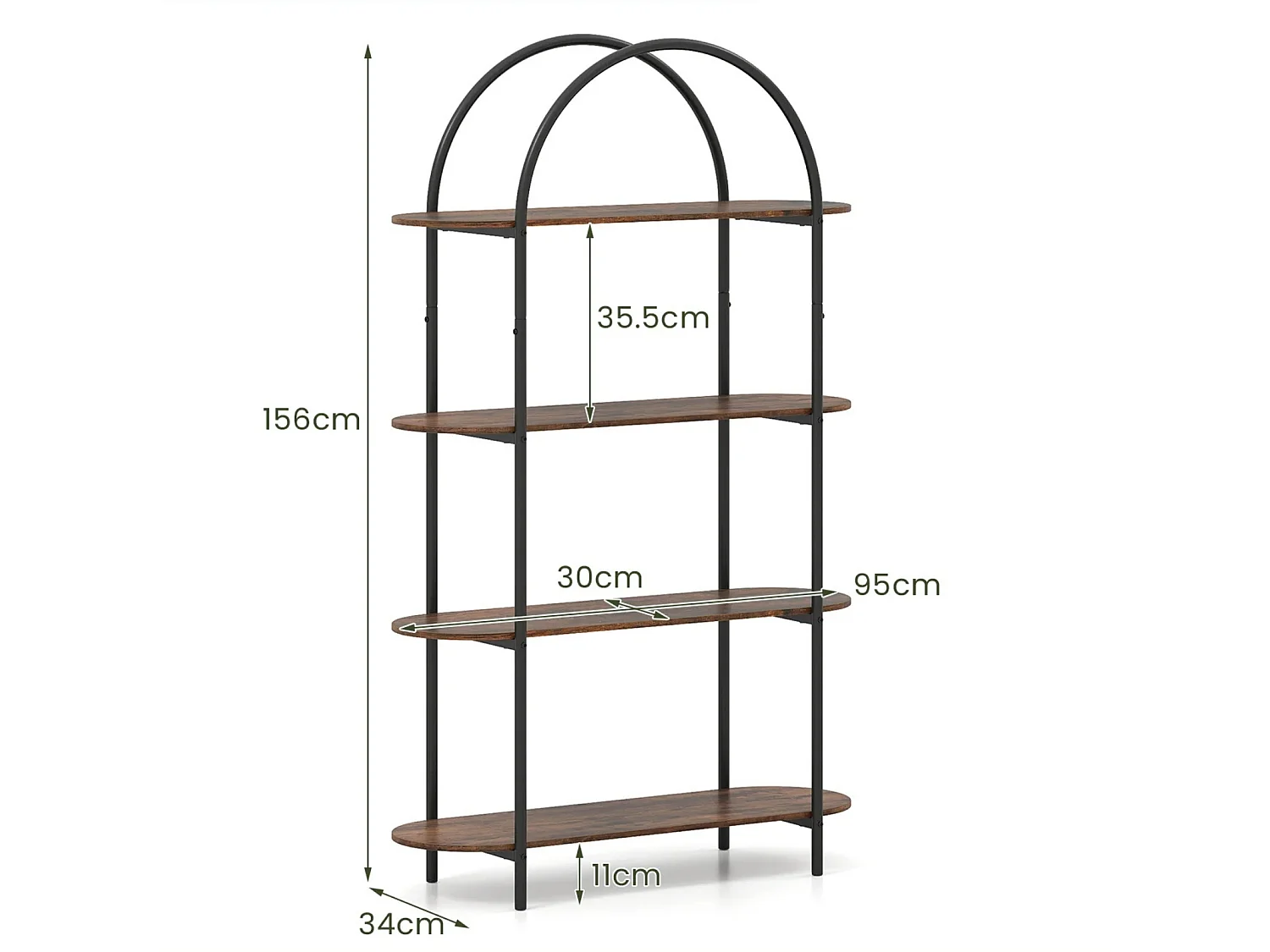 4-poziomowy regał z metalową ramą Regał na książki