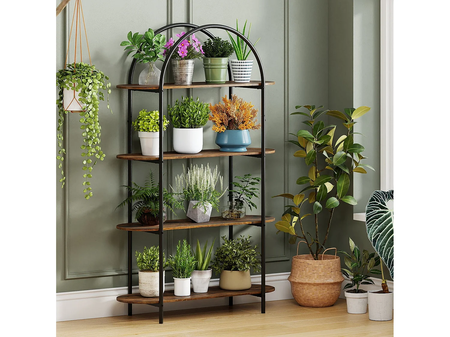 4-poziomowy regał z metalową ramą Regał na książki