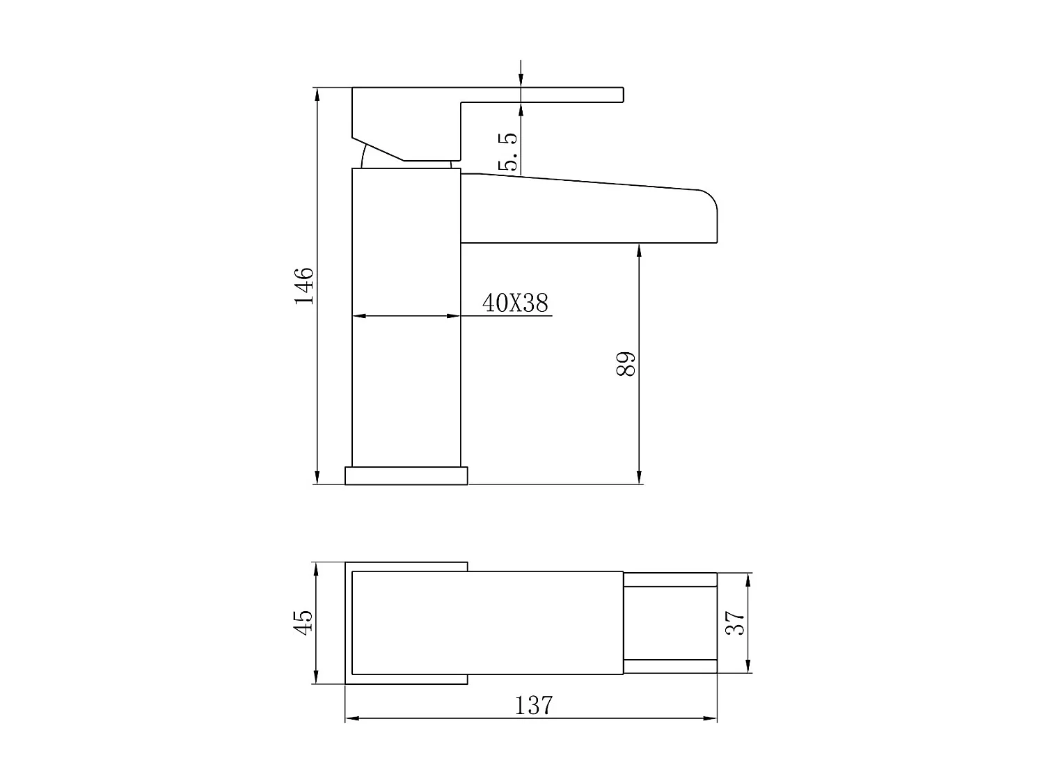 Luzz mitigeur lavabo cascade bas chromé - Essebagno