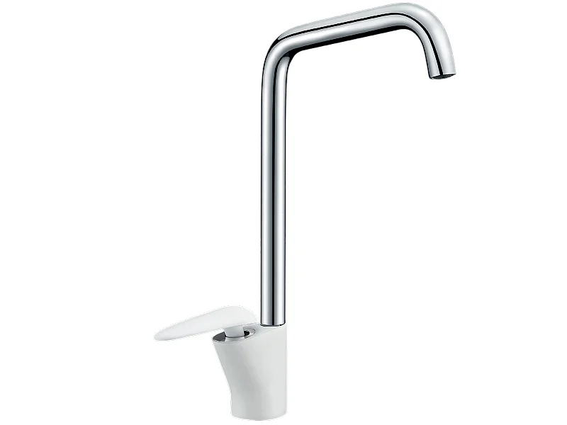 Galet mitigeur lavabo bec haut blanc et chrome - Essebagno