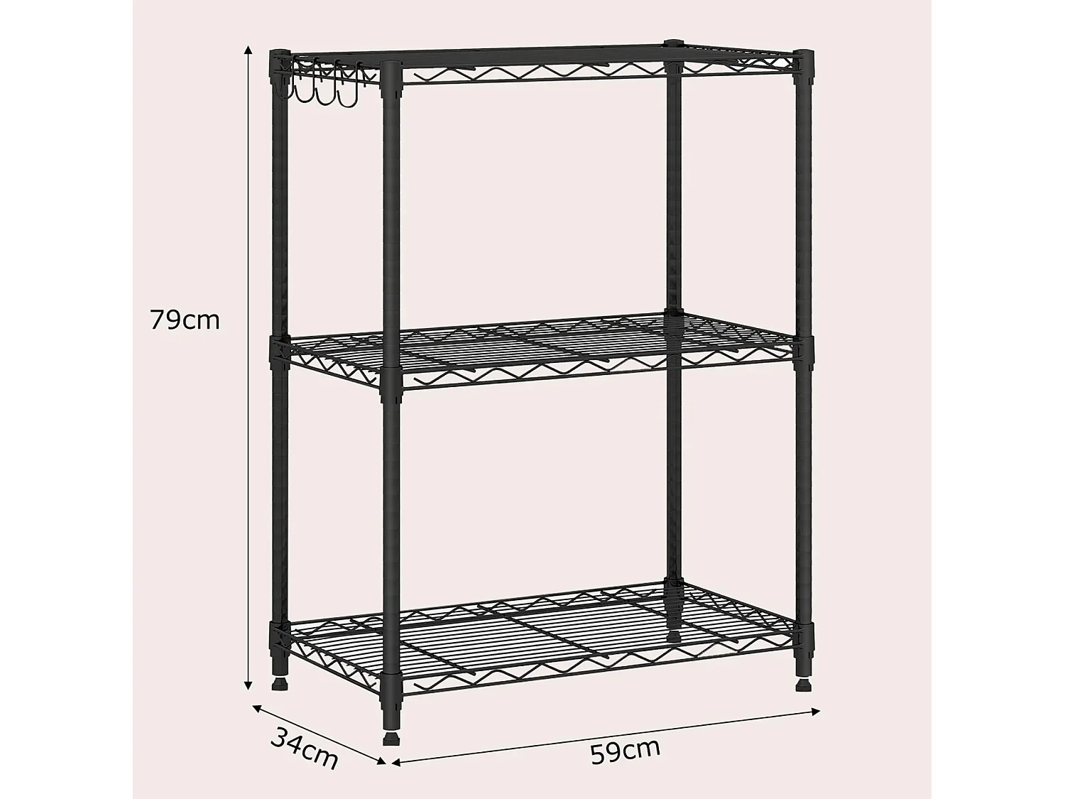 3-poziomowy metalowy regał Regał do pracowni