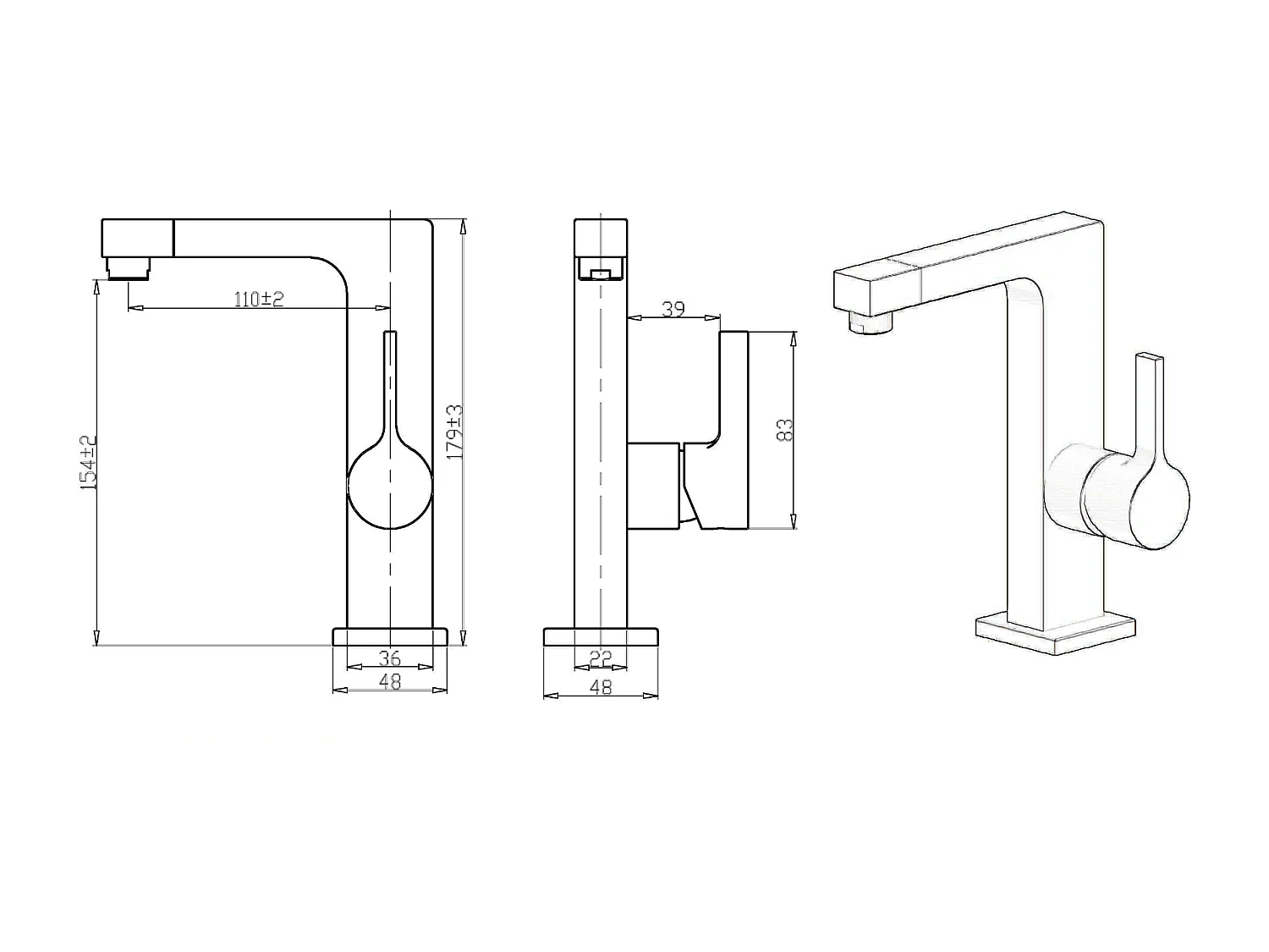 Short Czarno-chromowana bateria umywalkowa - Essebagno