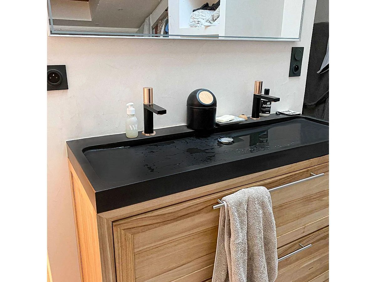 Exil mitigeur lavabo bas noir et or rose - Essebagno