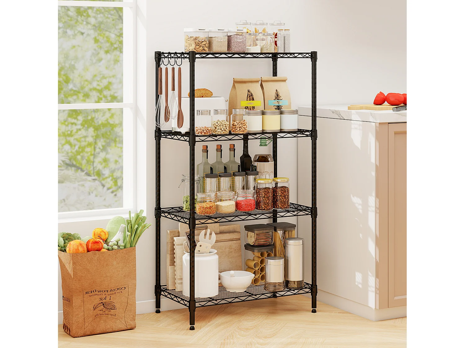 4-poziomowy metalowy regał Regał do kuchni Regał do pracowni