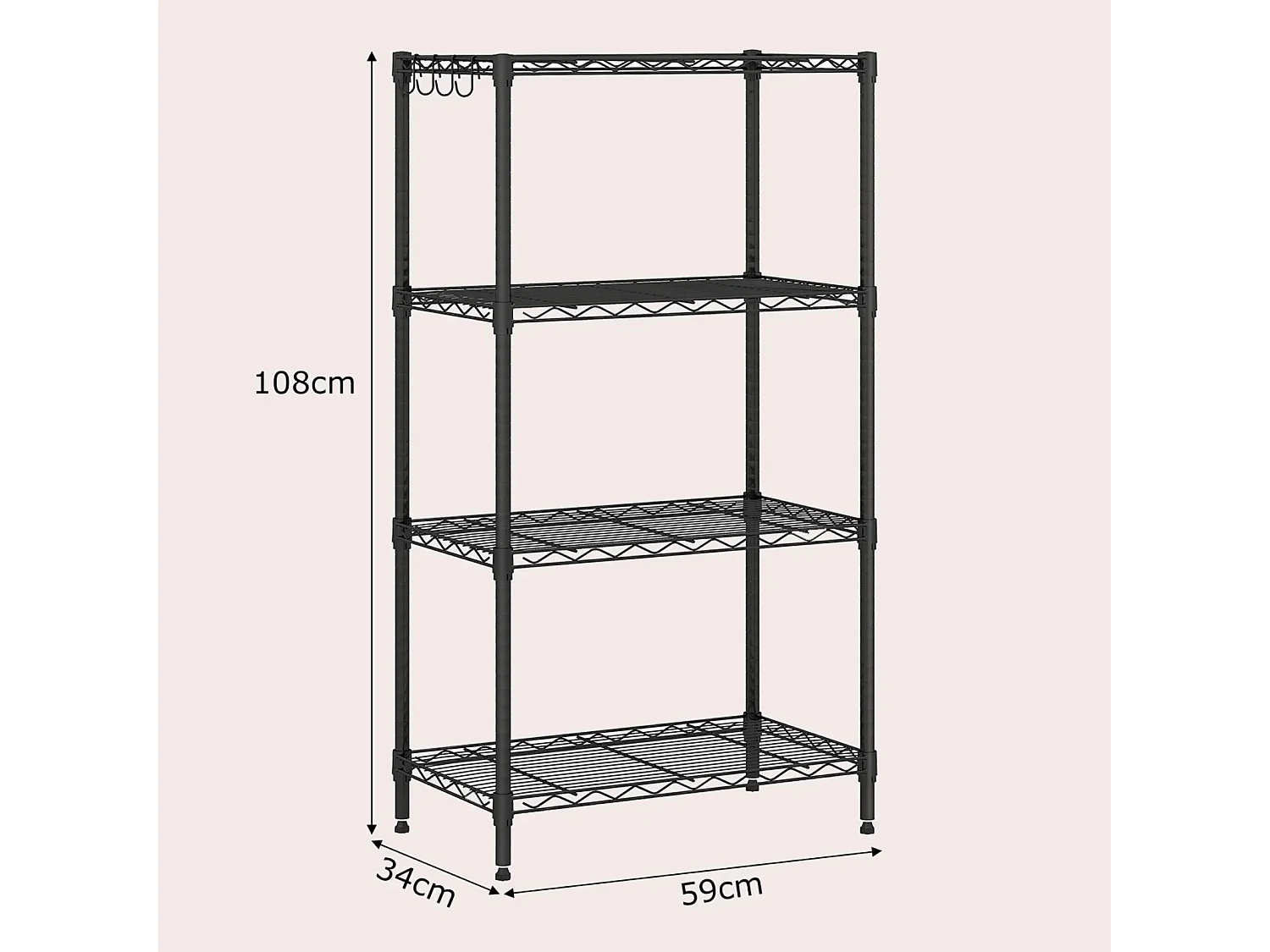 4-poziomowy metalowy regał Regał do kuchni Regał do pracowni