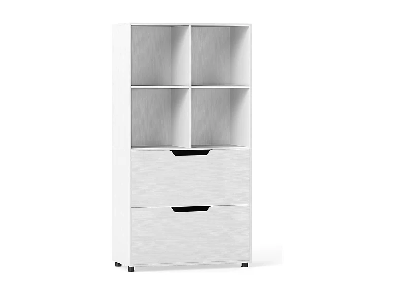 Wolnostojący regał z 2 szufladami Biały regał na książki