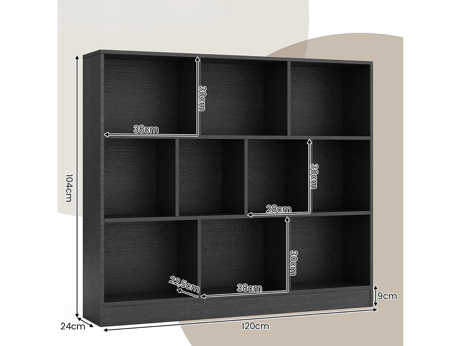 Regał z 10 przegrodami Regał na książki 20 x 24 x 104 cm