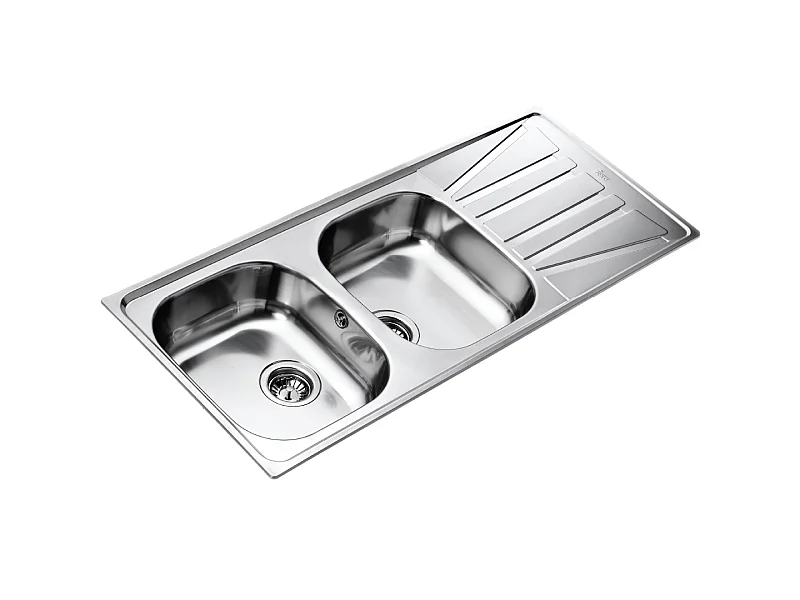 Basico pia com 2 cubas e 1 escorredor em aço inoxidável com tela microestruturada Teka