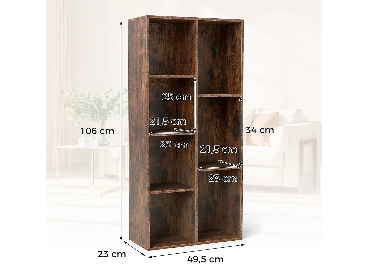 7-poziomowy regał wolnostojący Regał na książki Biblioteczka