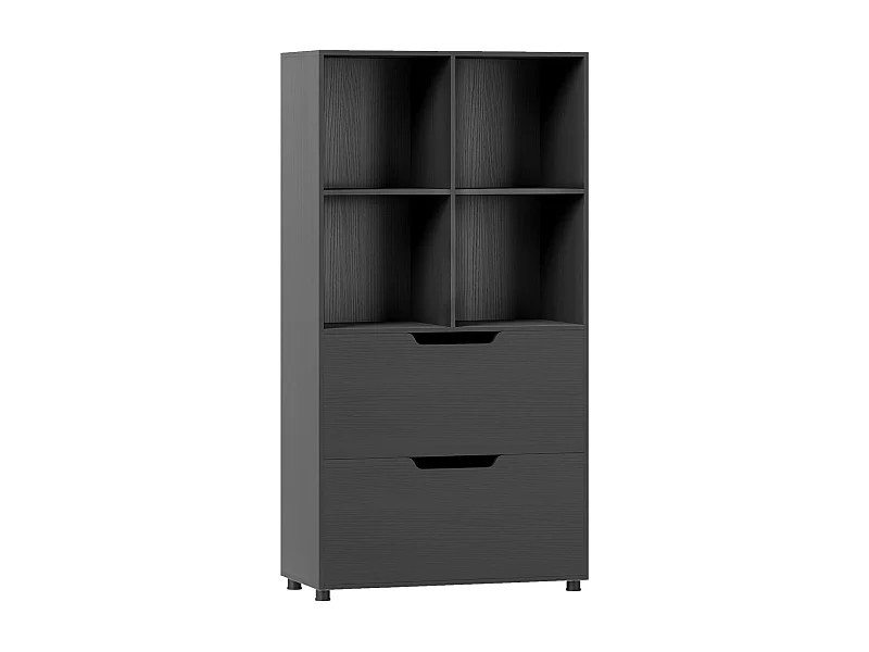 Wolnostojący regał z 2 szufladami Czarny regał na książki