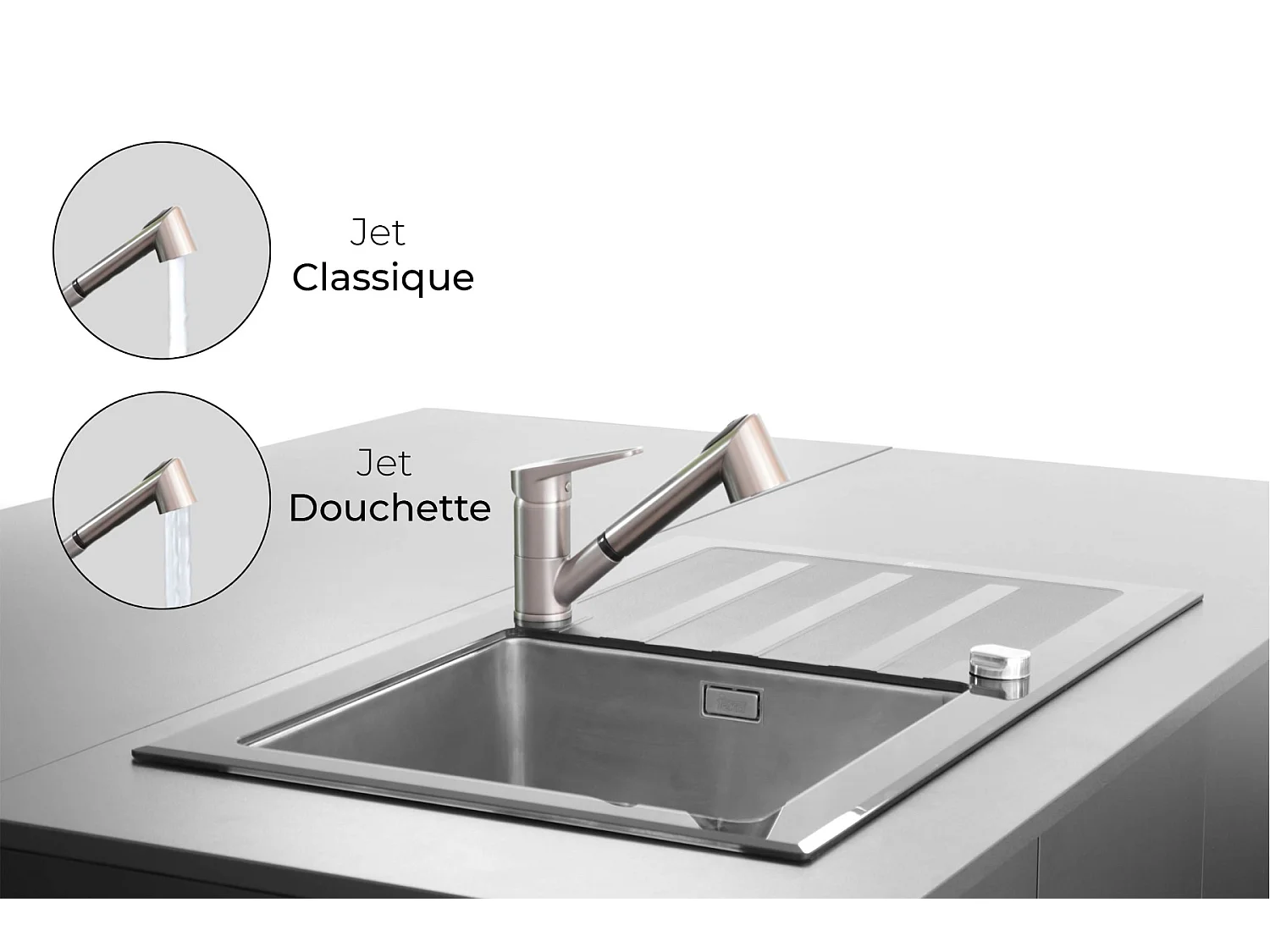 Embla miscelatore per lavello con doccetta estraibile finitura acciaio inox Essebagno