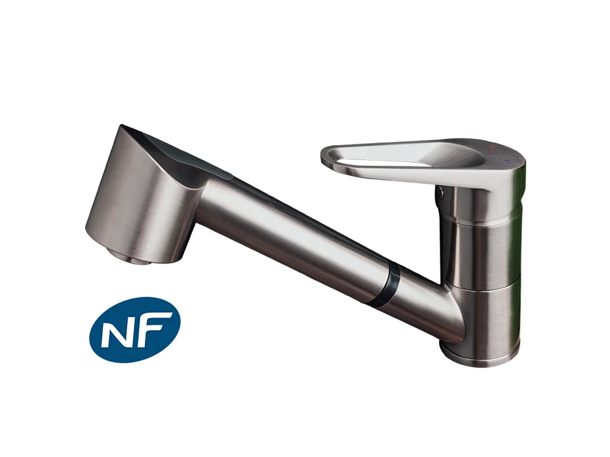 Embla miscelatore per lavello con doccetta estraibile finitura acciaio inox Essebagno