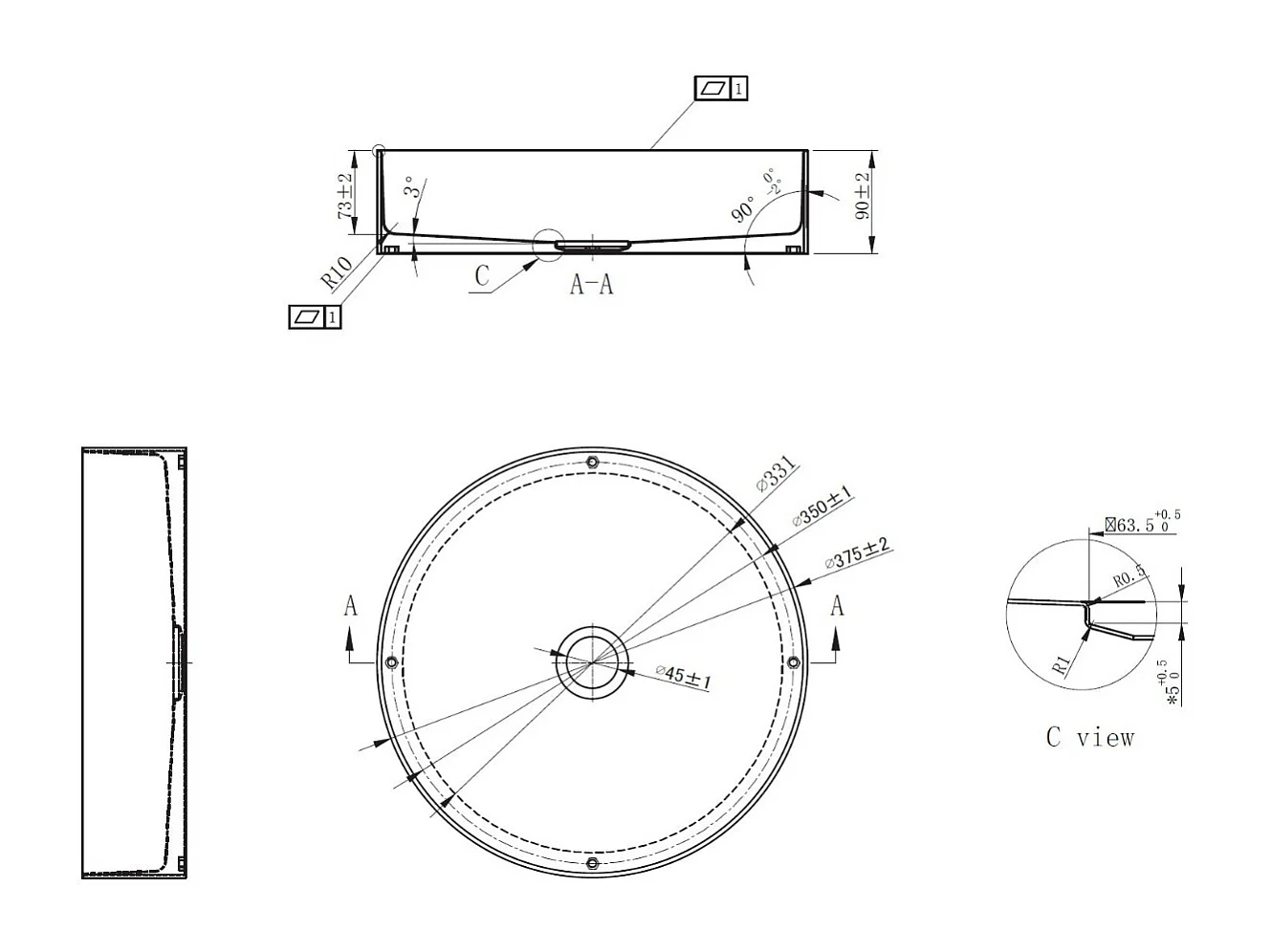 Essenox ronde wastafel 37.5 cm in roestvrij staal geborsteld goud - Essebagno